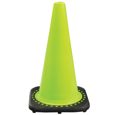 50 MIN TO D/S AND $300 TO ORDER 28 LIME TRAFFIC CONE W/BLACK BASE