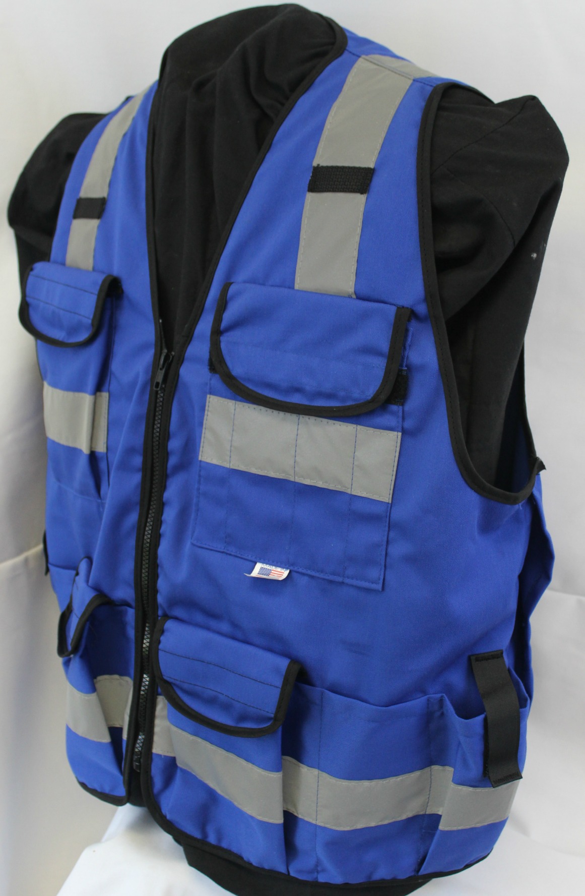 Ameri-Viz BLUE 11 PKT VEST (SURVEYOR) ZIPPER | SAFETY APPAREL | SAFETY ...